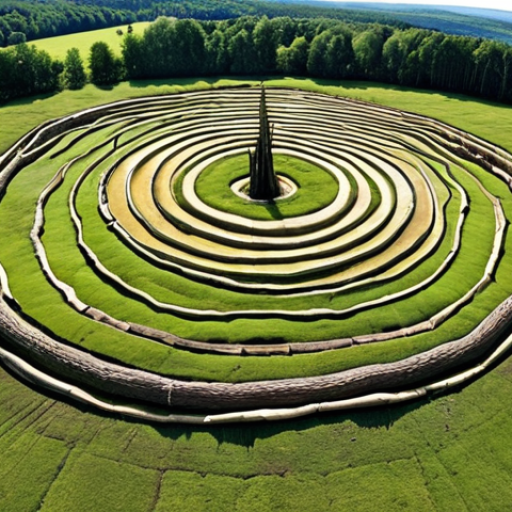 **A large-scale land art piece using natural elements, reflecting environmental consciousness.** (Focus on the "Land Art" example, emphasizing eco-friendliness).