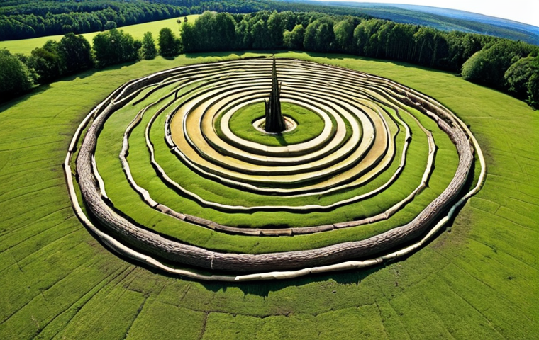 **A large-scale land art piece using natural elements, reflecting environmental consciousness.** (Focus on the "Land Art" example, emphasizing eco-friendliness).