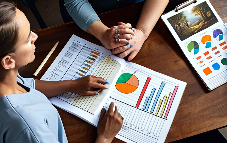 **
A diverse group of artists collaboratively planning an art project budget, showing charts, lists, and open discussion. Emphasize a balance between artistic vision and financial realism.
**