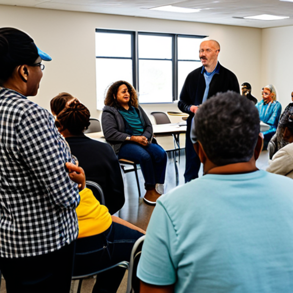 **

A community workshop scene with local residents actively participating in a discussion about a public art project. The setting is a bright, community center filled with diverse participants, all fully clothed in appropriate attire. Include sketches and models of potential art installations in the background. Focus on positive engagement and collaboration. "Safe for work," "appropriate content," "fully clothed," "professional," "family-friendly," perfect anatomy, natural pose.

**