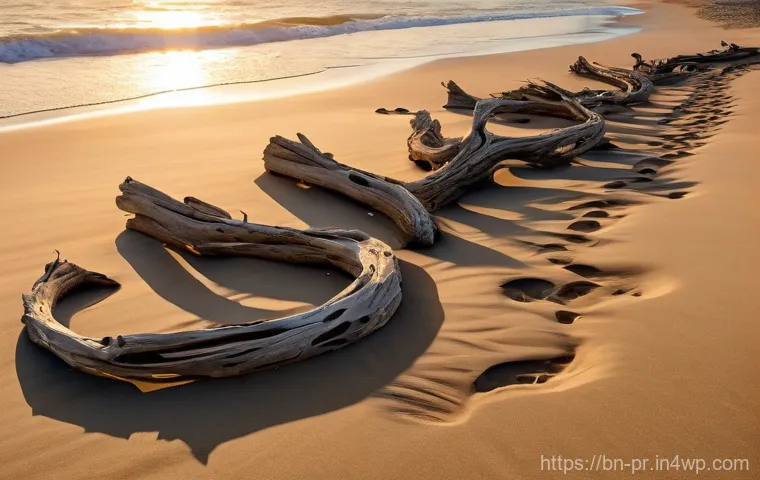 장소 특정적 예술의 창의적 탐구 방법 - **A breathtaking site-specific art installation on a serene, untouched coastline at sunset.** The ar...