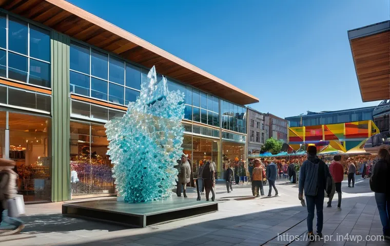 장소 특정적 예술과 공간의 의미 - **Prompt 2: "A breathtaking, large-scale site-specific art installation situated gracefully within a...