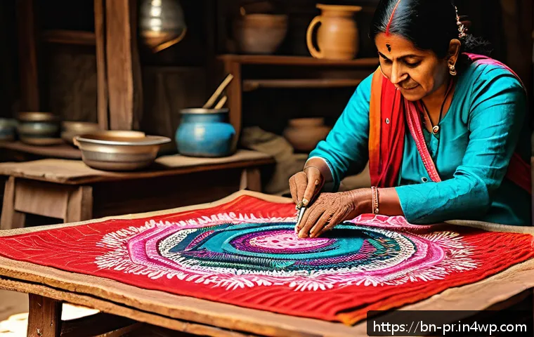 장소 특정적 예술 접근과 문화유산 보존 - A vibrant traditional Bengali craft workshop scene where skilled artisans, dressed in modest colorfu...