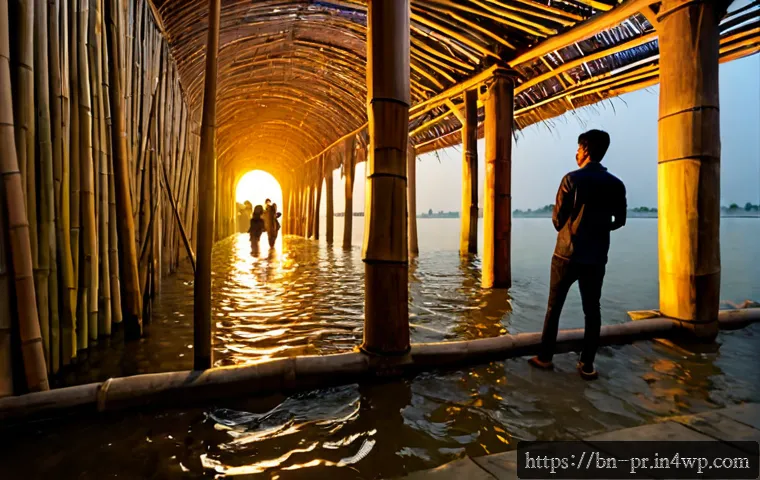 장소 특정적 예술의 미래 전망 - Photorealistic future of site-specific art in a historic riverside courtyard in Bangladesh, a large ...
